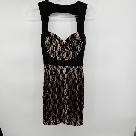 ASOS Dresses & Skirts - ASOS Black Lace Cutout Bodycon Sheath Dress Women Size 4 Formal Evening Club